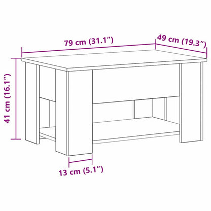 Svart Eik Kaffebord 79x49x41 cm Laget av konstruert tre