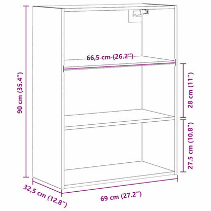 Hengende Veggskap Svart Eik 69,5 x 32,5 x 90 cm Konstruert tre