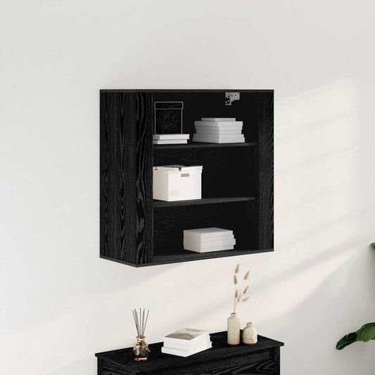 Veggskap Svart Eik 80x33x80 cm Konstruert Tre
