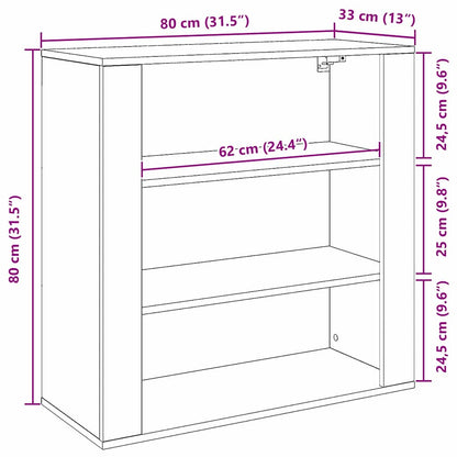 Veggskap Svart Eik 80x33x80 cm Konstruert Tre