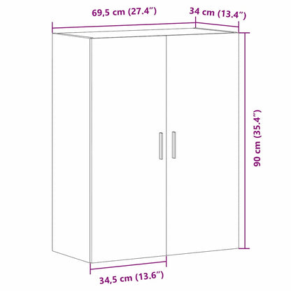 Vegghengt skap Svart eik 69.5 x 34 x 90 cm Konstruert tre