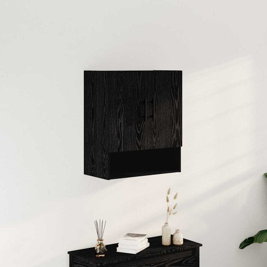 Veggskap Svart Eik 60x31x70 cm Konstruert Tre