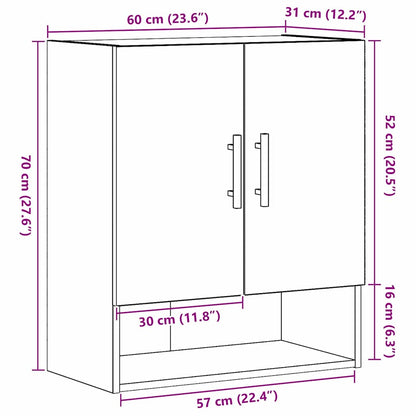 Veggskap Svart Eik 60x31x70 cm Konstruert Tre