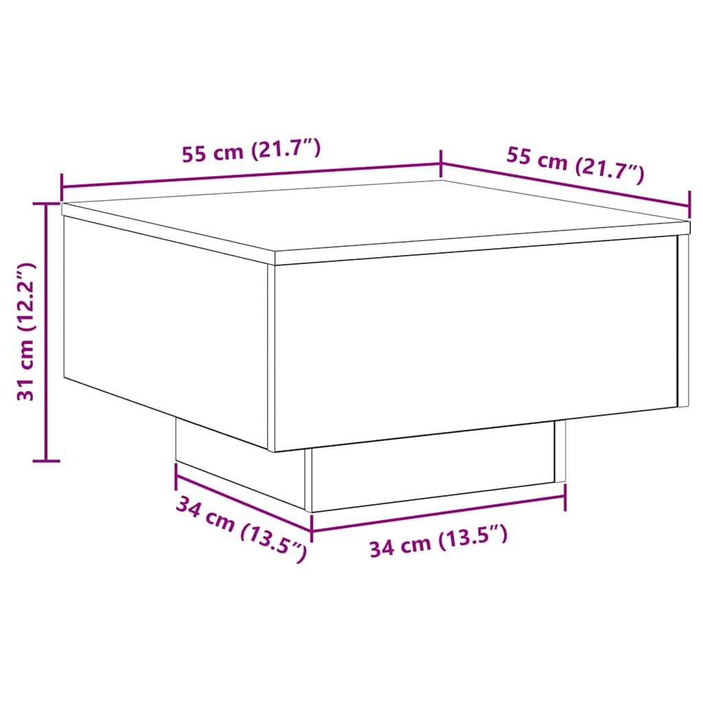 Kaffebord Artisian Eik 55x55x31 cm Ingeniørtre