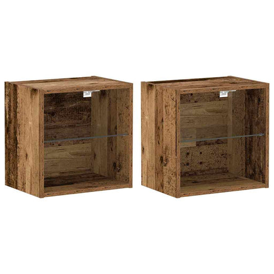 Flytende Hylle 2 stk Gammelt Tre 40x28,5x40 cm Konstruert Tre