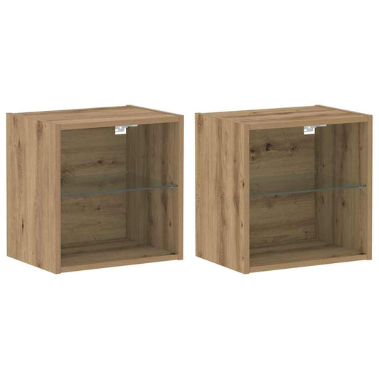 Flytende Hylle 2 stk Artisan Eik 40x28.5x40 cm Konstruert Tre
