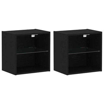 Flytende Hylle 2 stk Svart Eik 40x28,5x40 cm Konstruert Tre