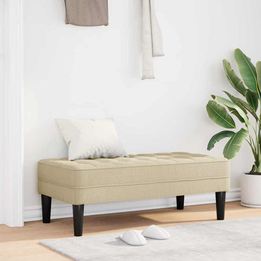 Benk Kremhvit 113x57x39 cm Stoff