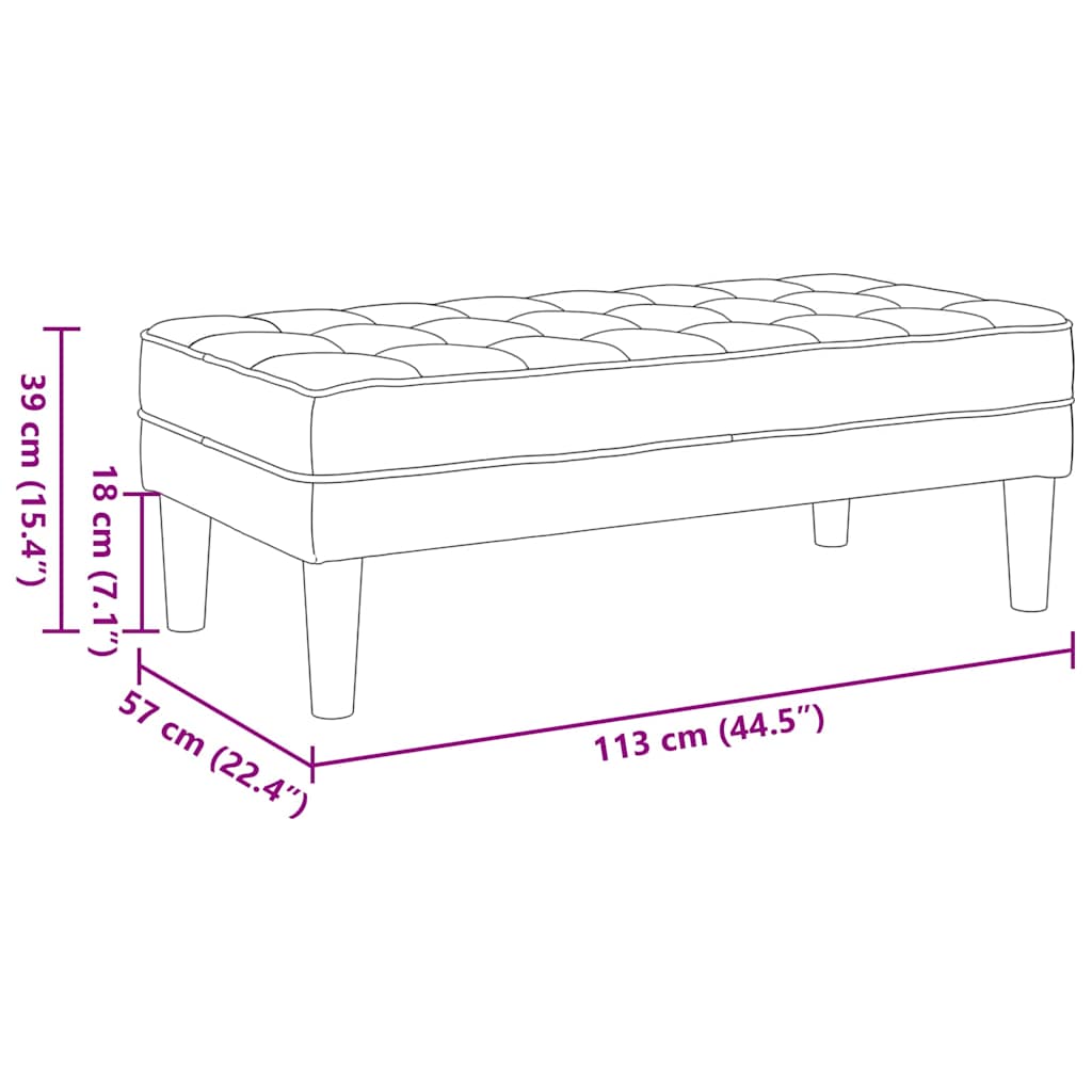 Benk Krem 113 cm Fløyel
