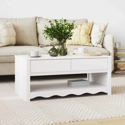 Kaffebord "DRAMMEN" Hvitt 99x55x45 cm Solid Tre Furu