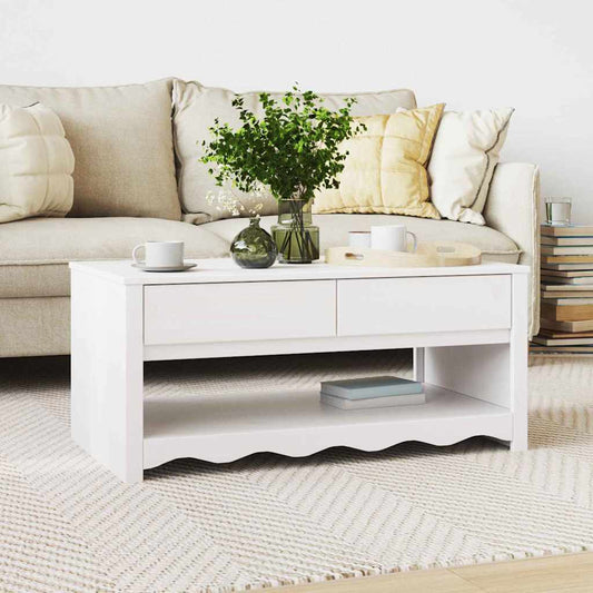 Kaffebord "DRAMMEN" Hvitt 99x55x45 cm Solid Tre Furu