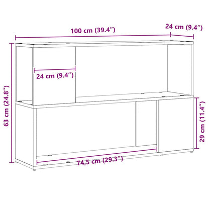 Bokhylle i Svart Eik 100x24x63 cm, Laget av Konstruert Tre