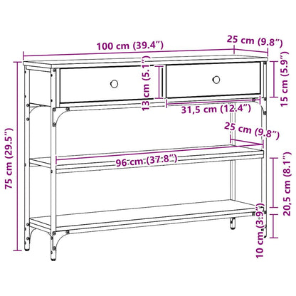 avlastningsbord Artisan Eik 100x25x75 cm Konstruert tre & stål