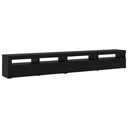 3-delt TV-skapsett med LED-lamper svart eik konstruert tre