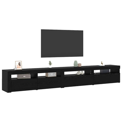 3-delt TV-skapsett med LED-lamper svart eik konstruert tre