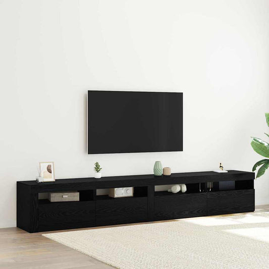 3-delt TV-skapsett med LED-lamper i svart eik kunstig tre