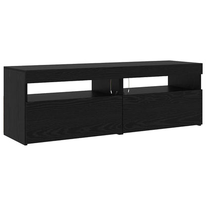 3-delt TV-skapsett med LED-lamper i svart eik kunstig tre