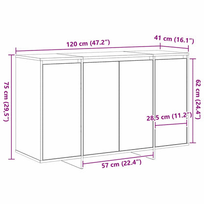 Brun kommode Gjenvunnet tre 120 x 41 x 75 cm Kommode Rektangulær