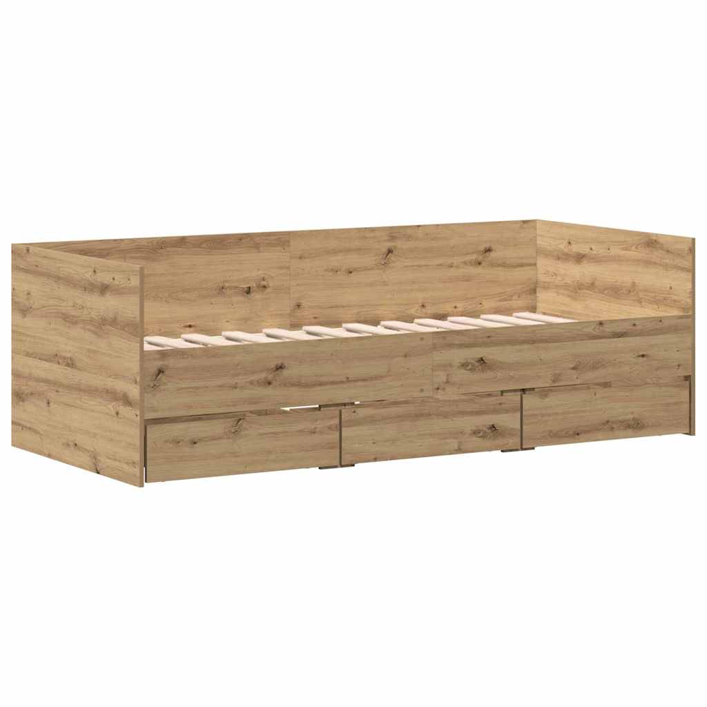 Dagseng ramme med skuffer med skuff artisan eik 90 x 190 cm