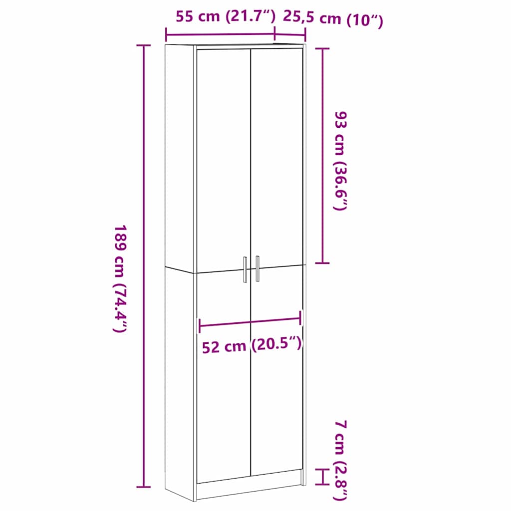 Garderobe Betonggrå 55x25x189 cm Ingeniørtre