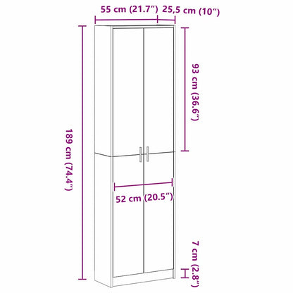 Garderobe Betonggrå 55x25x189 cm Ingeniørtre