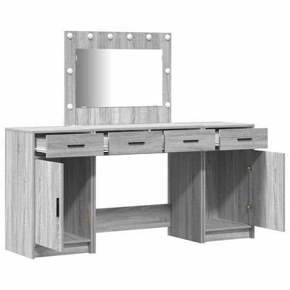 3-delt Dressingbord Set med LED Grå Sonoma Konstruert Tre