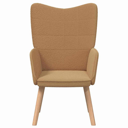 Avslappende Stol Beige Krøllete Ull-lignende Stoff