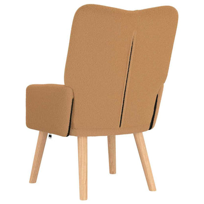 Avslappende Stol Beige Krøllete Ull-liknende Stoff