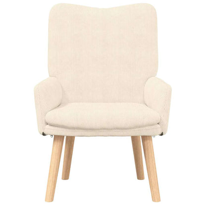 Avslappende Stol Krem Corduroy Stoff