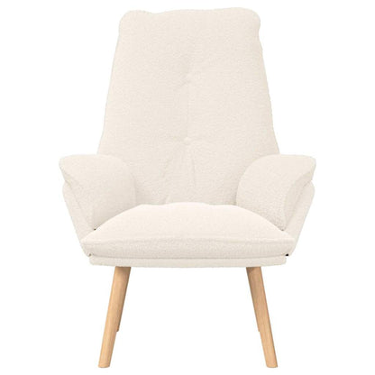 Avslappende Stol Krem Curly Ull-lignende Stoff