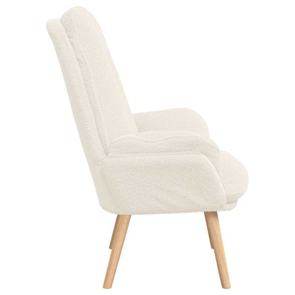 Avslappende Stol Krem Curly Ull-lignende Stoff