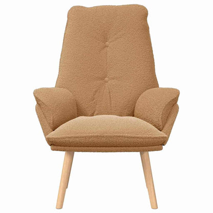 Avslappende Stol Beige Krøllete Ull-lignende Stoff