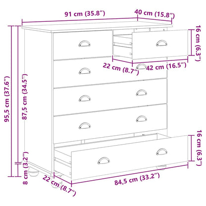 Kommode 'ASKIM'91x40x95.5 cm Solid tre Furu