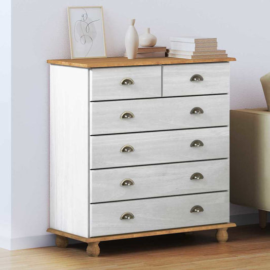 Kommode "ASKIM" Hvit 91x40x95,5 cm Solid Tre Furu