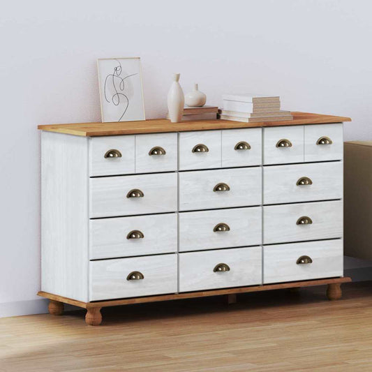 Kommode "ASKIM" Hvit 79x40x133.5 cm Solid Tre Furu