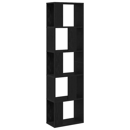 Bokhylle 5-lags Svart Eik 45x23,5x162,5 cm Konstruert Tre