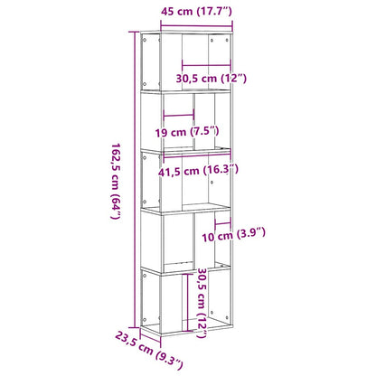 Bokhylle 5-lags Svart Eik 45x23,5x162,5 cm Konstruert Tre