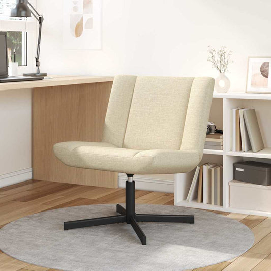 Accentstol Krem Polyester Møbeltrekk, Metallbase Medium Sving