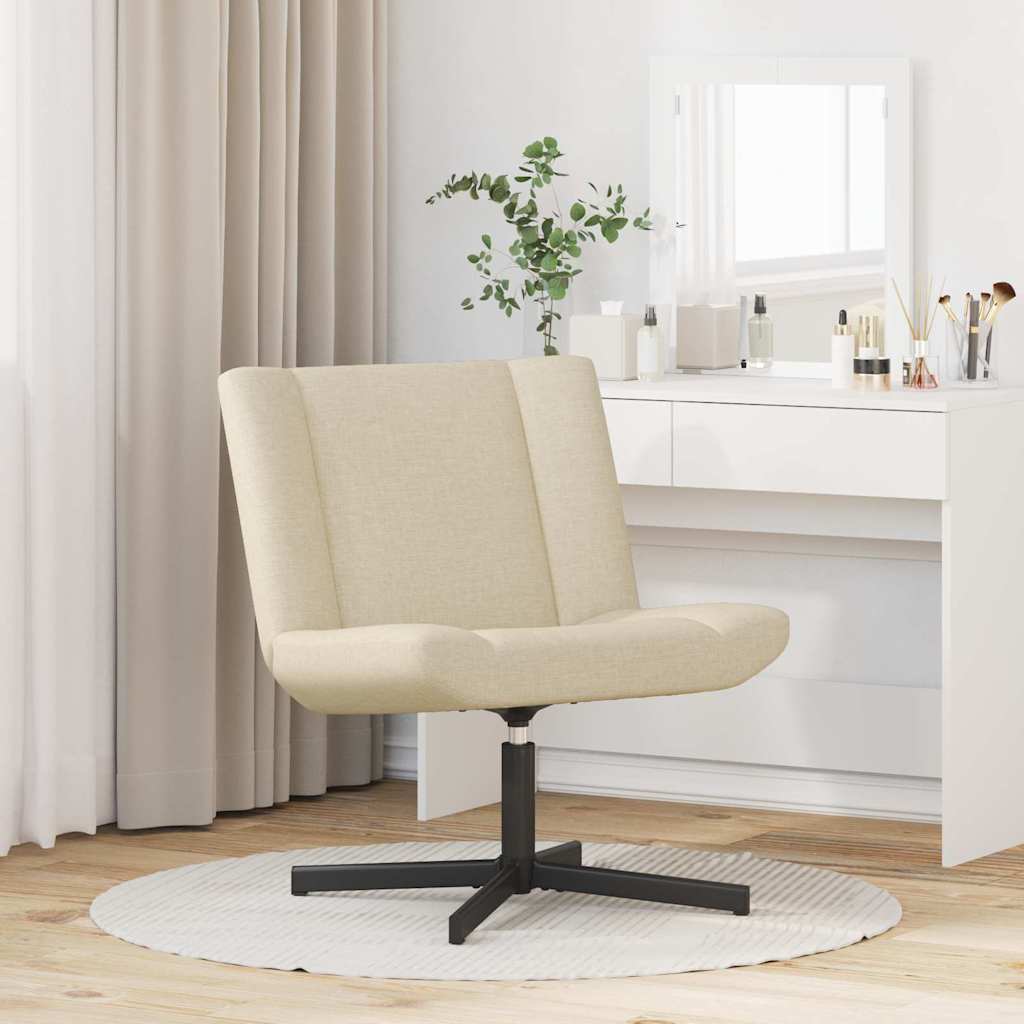 Accentstol Krem Polyester Møbeltrekk, Metallbase Medium Sving