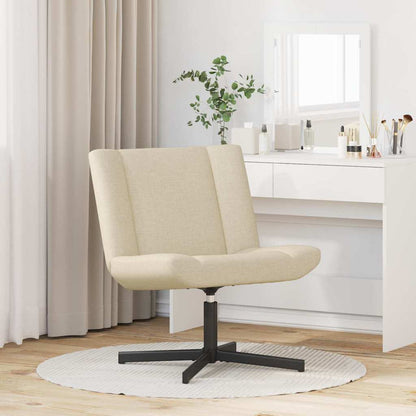 Accentstol Krem Polyester Møbeltrekk, Metallbase Medium Sving