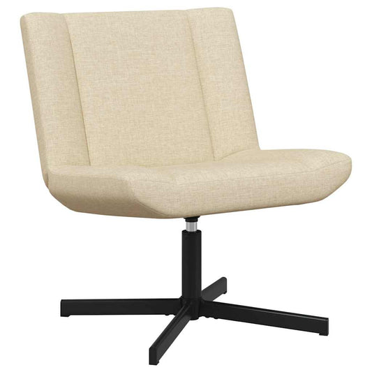 Accentstol Krem Polyester Møbeltrekk, Metallbase Medium Sving