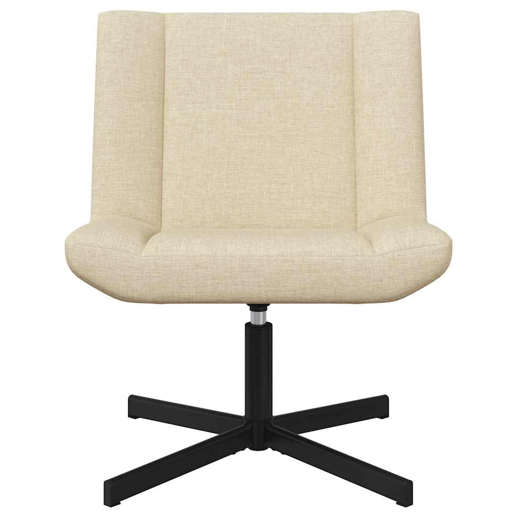 Accentstol Krem Polyester Møbeltrekk, Metallbase Medium Sving