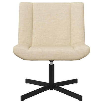Accentstol Krem Polyester Møbeltrekk, Metallbase Medium Sving