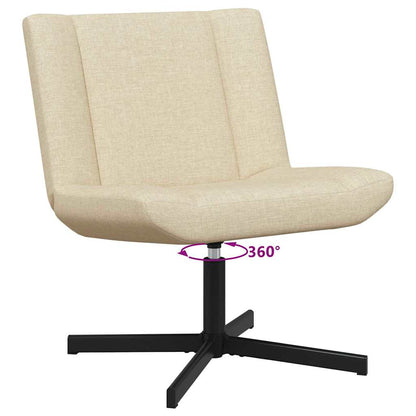 Accentstol Krem Polyester Møbeltrekk, Metallbase Medium Sving