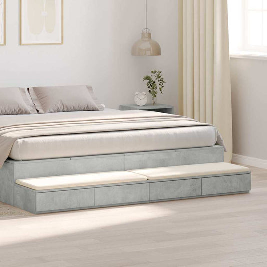 Bedskuffer Betonggrå 180x36,5x16,5 cm Konstruert Tre