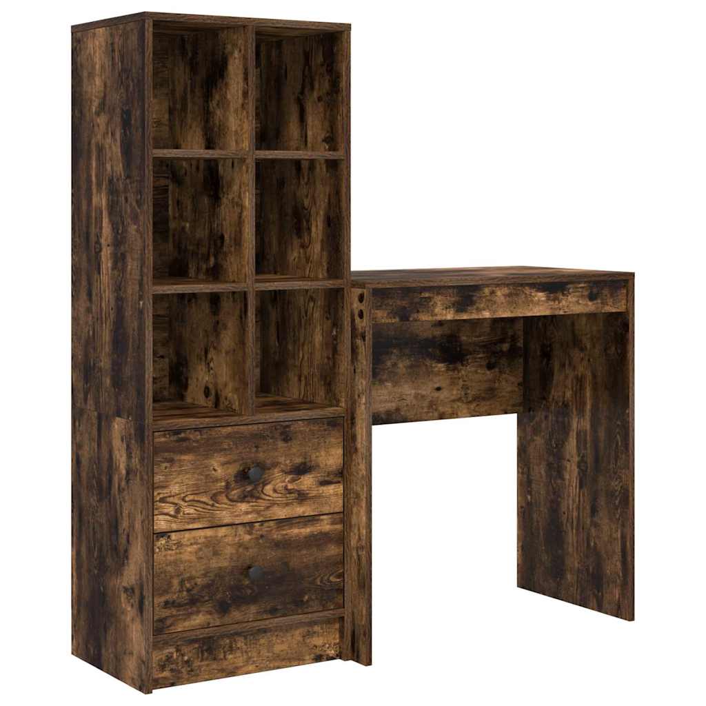 Skrivebord med lagring med skuff 2 pcs Røkt eik 70 x 40 x 76 cm