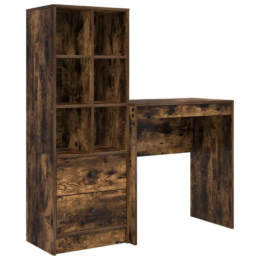 Skrivebord med lagring med skuff 2 pcs Røkt eik 70 x 40 x 76 cm