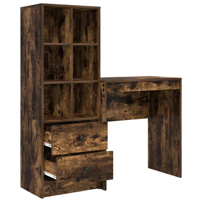 Skrivebord med lagring med skuff 2 pcs Røkt eik 70 x 40 x 76 cm