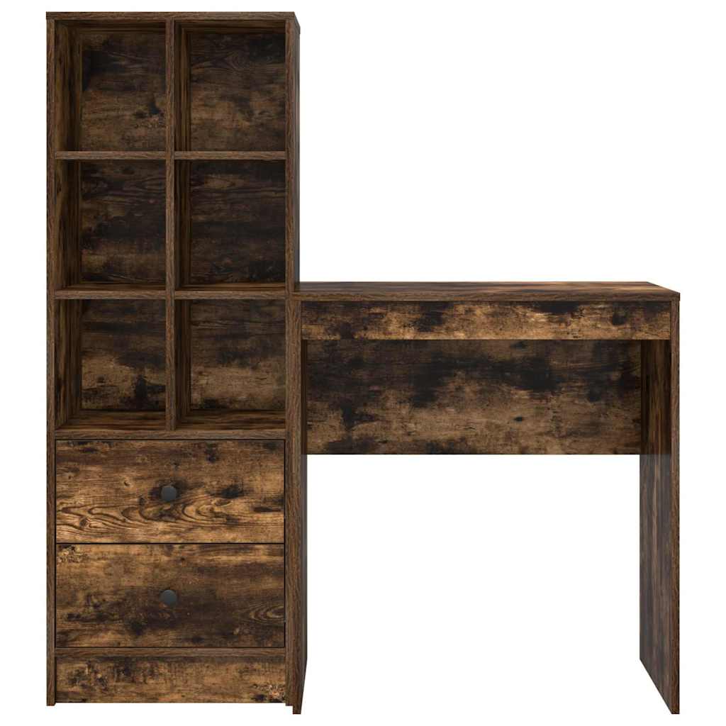 Skrivebord med lagring med skuff 2 pcs Røkt eik 70 x 40 x 76 cm