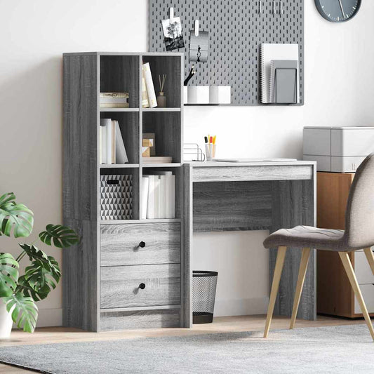 Skrivebord med lagring 2 pcs Grå sonoma 70 x 40 x 76 cm
